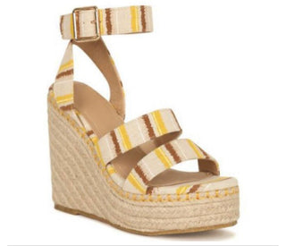 Sunset Stripe Espadrille Wedge Women Sandals